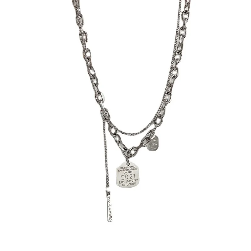 

Fashion simple personality neck chain round brand alphanumeric double layer Necklace net red temperament design sense Necklace