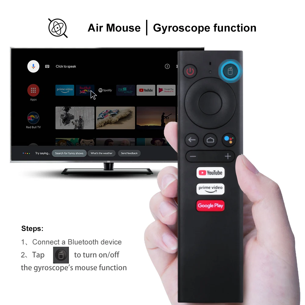 bt wireless remote control for google certified tv box with shortcuts youtube prime video controller for mecool km3 km9pro km1 free global shipping