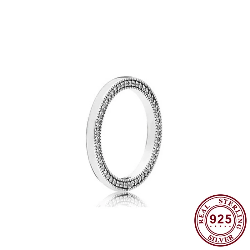 

Original 925 Sterling Silver Pan Ring Sparkling Signature With Crystal Cz Ring For Women Wedding Party Gift Fashion Jewelry