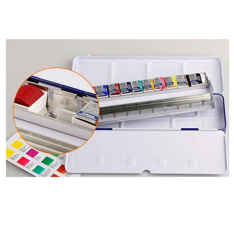 Winsor & Newton cotman однотонный акварельный пигмент 12/24 цветов половина кастрюли