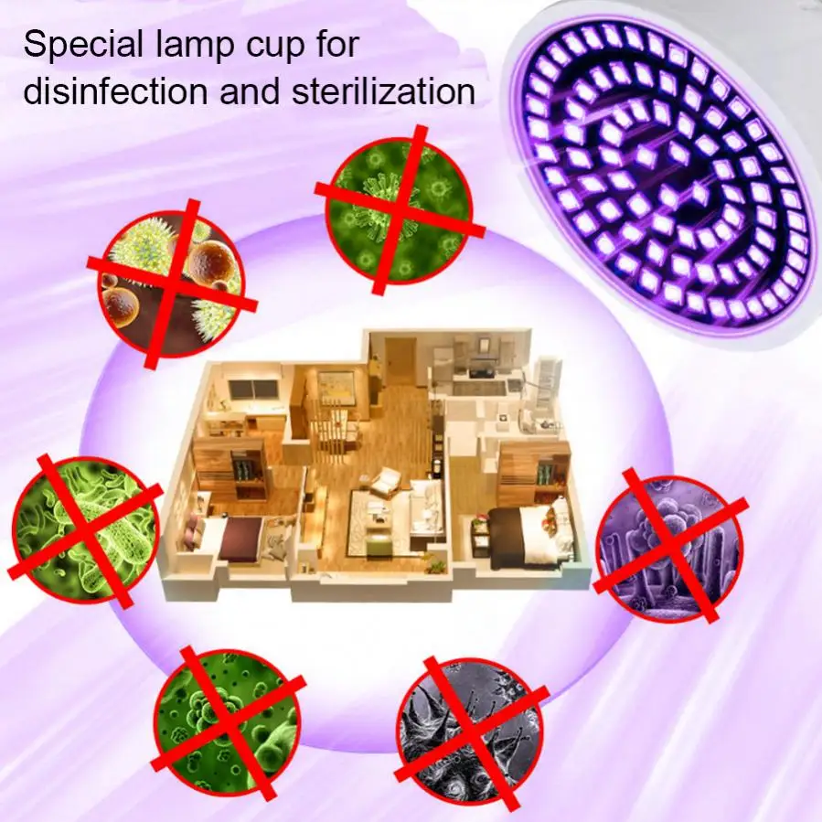 

E14 UV Bulb Ultraviolet Light UVC Lamp 48/60/80LEDs AC 220V UVC Ultraviolet LED Bulb