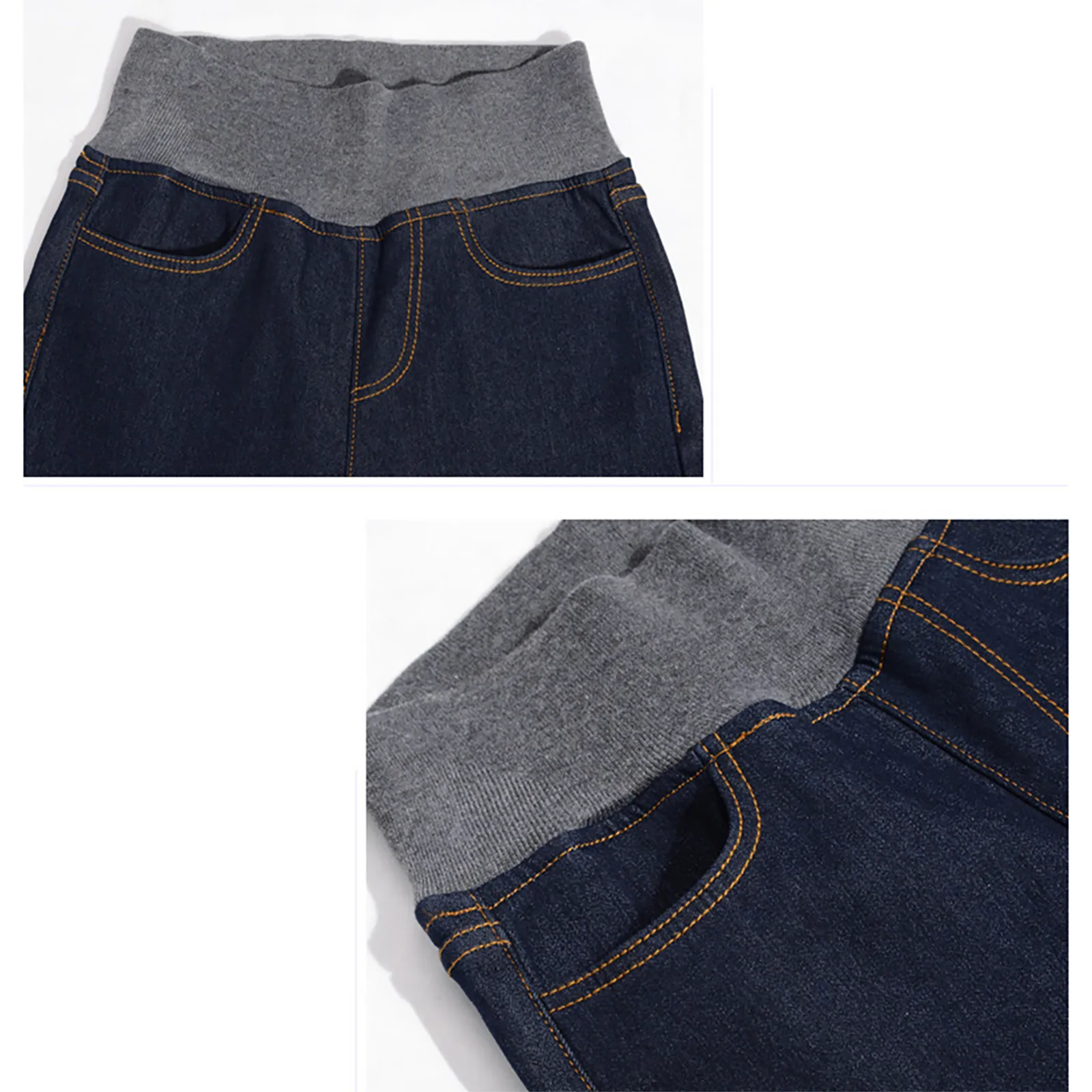 

New Velvet Jeans Women Casual Pants High Waist Jeans Elastic Waist Pencil Pants Fashion Denim Trousers Winter Warm 6XL Plus Size