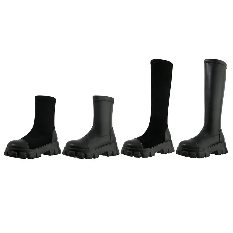 LDHZXC/кожаные сапоги на платформе Женские до колена Высокие из искусственной кожи