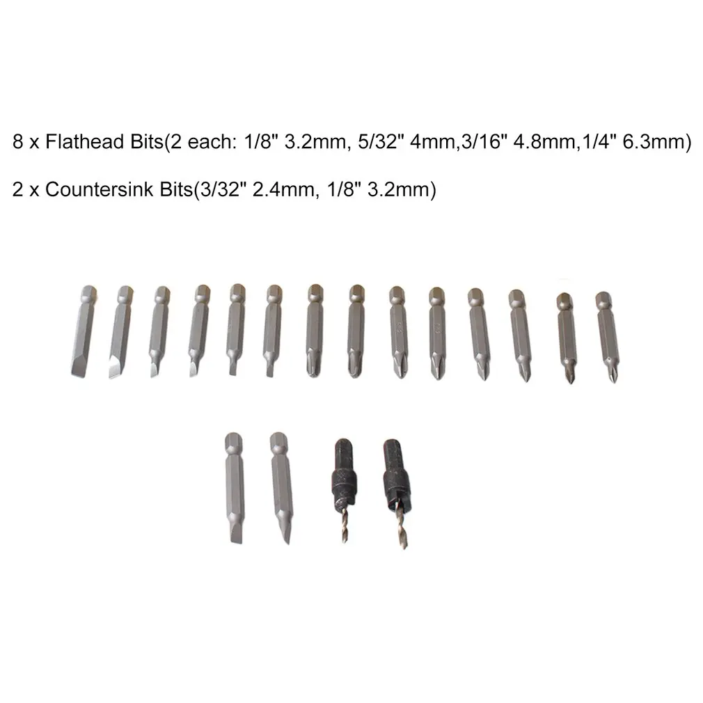 

1 Set Half Time Drill 20 bits High Speed Steel Drill Driver Double Use Hand Screwdriver Head With Case Multi-functional Tools