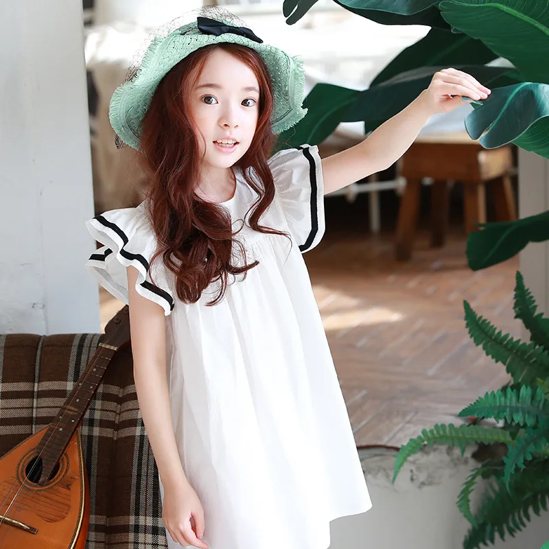 

Korean children's wear princess dress summer dress new girls loose dress Feifei sleeve beach skirt wholesale