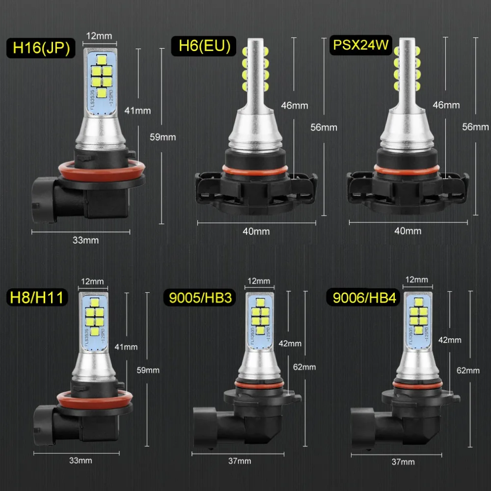 2 шт. H8 H11 HB4 HB3 H27 Led 880 881 P13W светодиодные лампы PSX26W H27W H16 5202 1400LM 6000 К белые Противотуманные фары Дневные Фары Светильник день авто светодиодные лампы 12 V-24 V