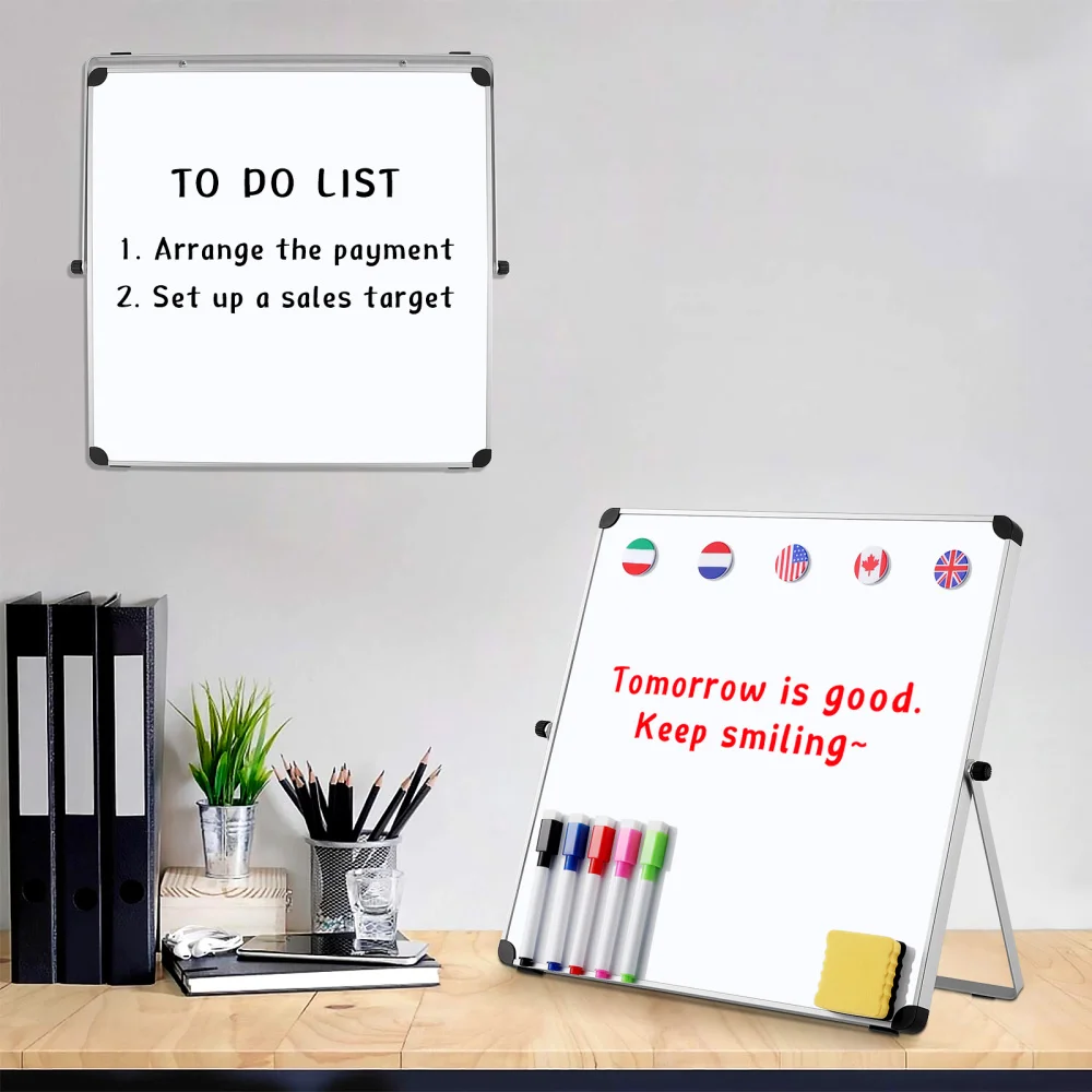 

STOBOK Dry Erase Board Double Sided Magnetic Whiteboard Portable Easy Carry Dry Erase Whiteboard with 5 Magnets 5 Markers 1