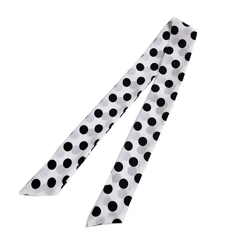 Длинный шелковый шарф в горошек ремешок с ручкой для женщин элегантный тонкий