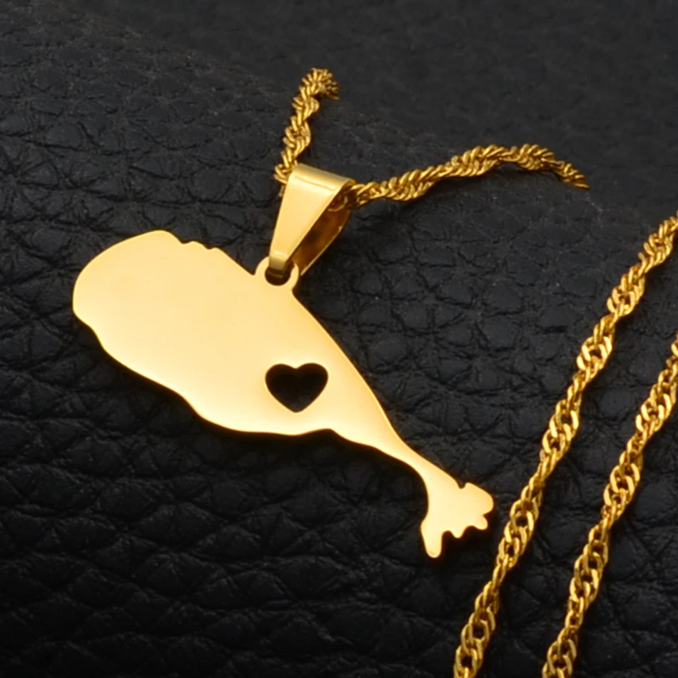 Ожерелье с подвеской в виде карты аннийо Федерации св. КИТС И невирас золотистые