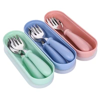 baby gadgets tableware set children utensil stainless steel toddler dinnerware cutlery cartoon infant food feeding spoon forks