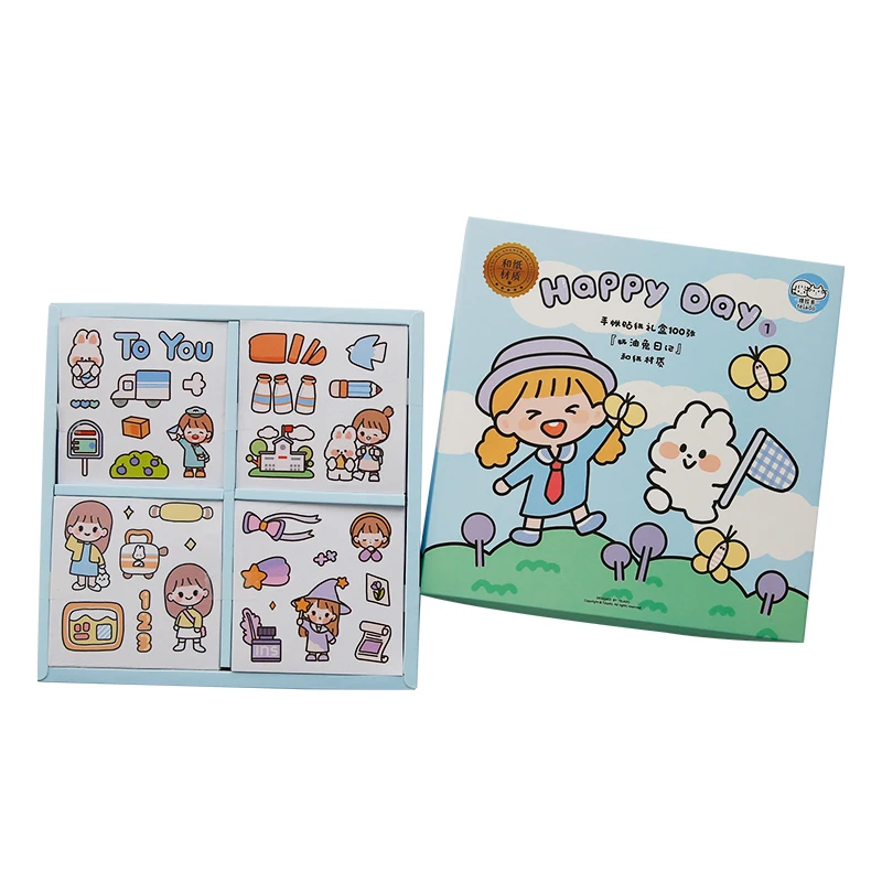 

100PCS/set Happy Day Daily Waterproof Washi Stickers Scrapbooking DIY Bullet Journal Diary Stationery Sticker Gifts for Girls