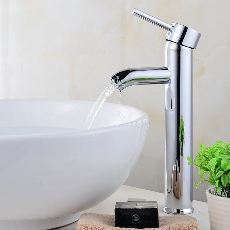 Stainless Steel Basin Faucet Bathroom Sink Water Tap Single Lever Lavatory Tall Vessel Cold Hot Mixer | Обустройство дома