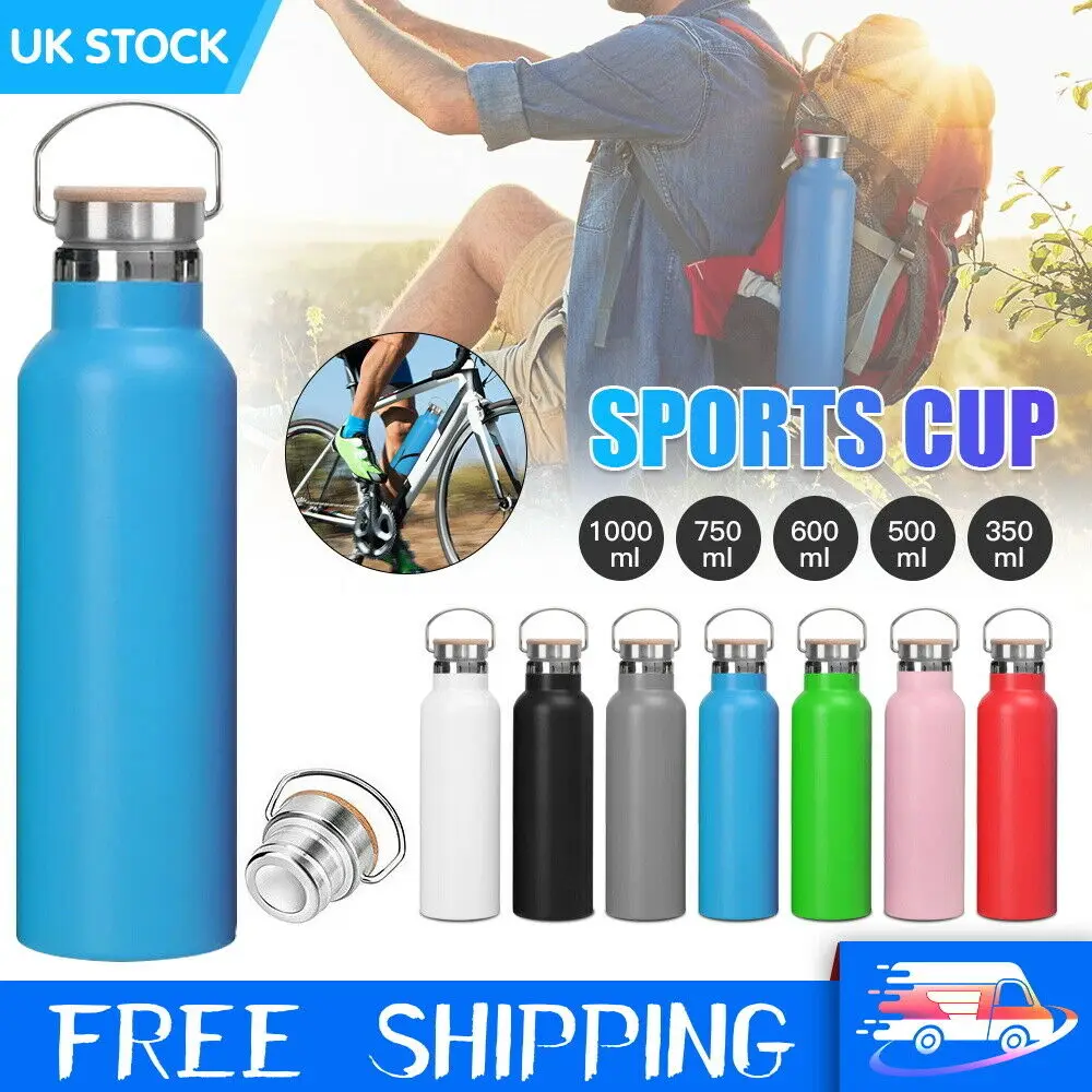 

350ml/500ml/750ml/1000ML Double Wall Insulated Thermos Water Bottle Thermal Cup Beer Mug Stainless Steel Gym Sports Metal Flask