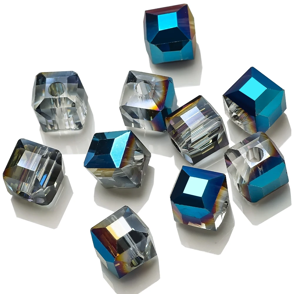 Черные стеклянные кубические бусины ZHUBI 8 мм 10 12