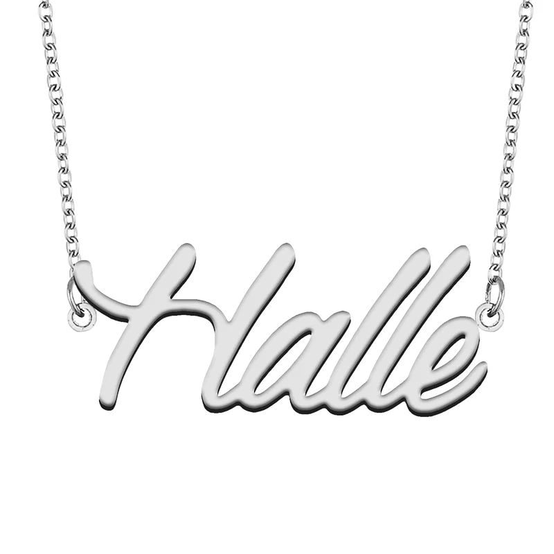 Halle Custom Name Necklace Customized Pendant Choker Personalized Jewelry Gift for Women Girls Friend Christmas Present