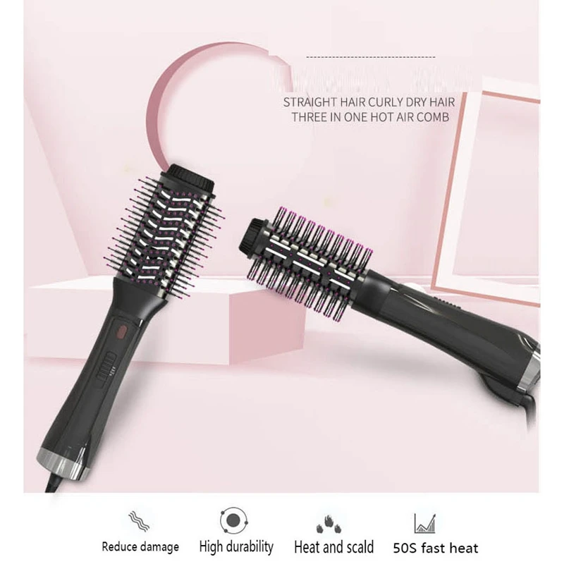 

Hair Dryer Hot Air Brush 3In1 Hair Dryer Brush Negative Ion Ceramic Blow Dryers Straightener Curl Hair Brush EU Plug