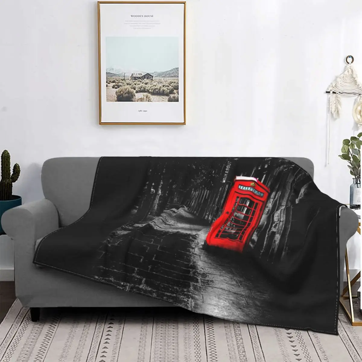 

Red British Telephone Box Blanket Vintage Persian European Boho Plush Soft Flannel Fleece Throw Blankets For Sofa Bed Velvet