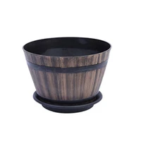 resin whiskey barrel flower pot round planter indoor outdoor garden yard patio a1