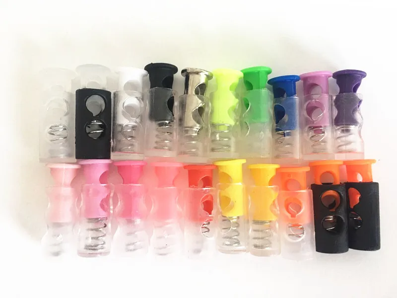 10Pcs Plastic Double color Toggle Spring Clasp Stopper 2-Hole String Cord Locks | Дом и сад