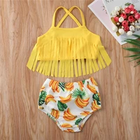 toddler kid baby girl tassel bikini set swimwear swimsuit summer cut girl banana print bathing suit beachwear