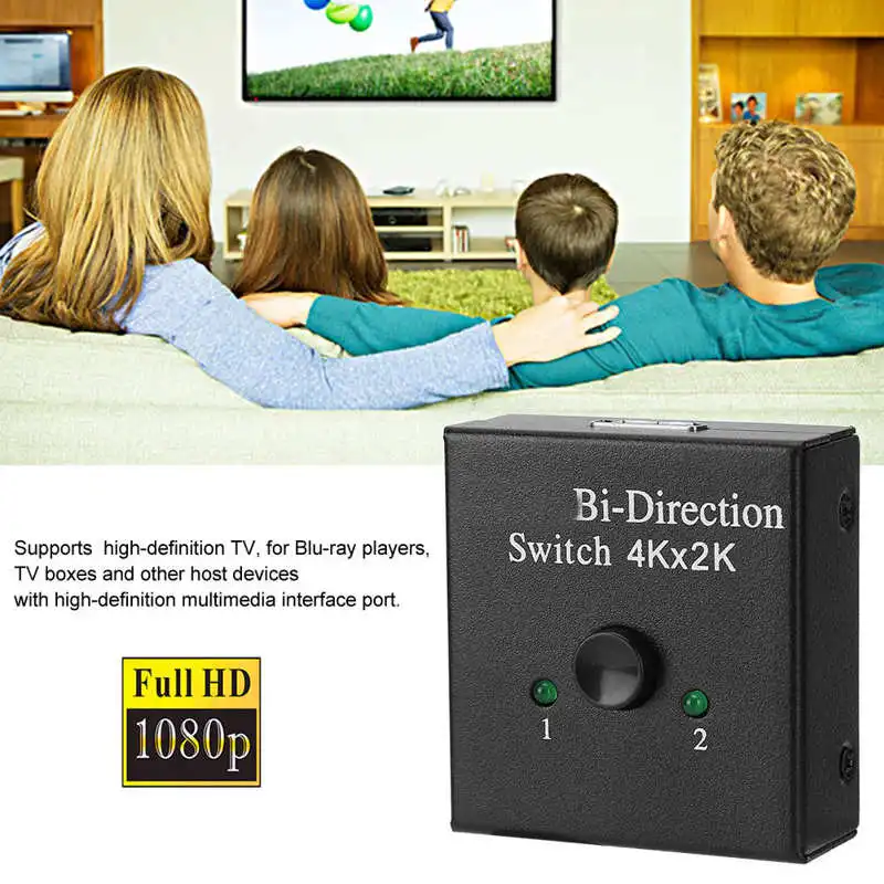 Двунаправленный преобразователь HDMI переключатель разделитель видео 1 вход 2