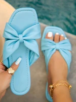 womens slippers 2021 summer bow luxury square head flat heel female plus size outdoor beach comfortable sandals