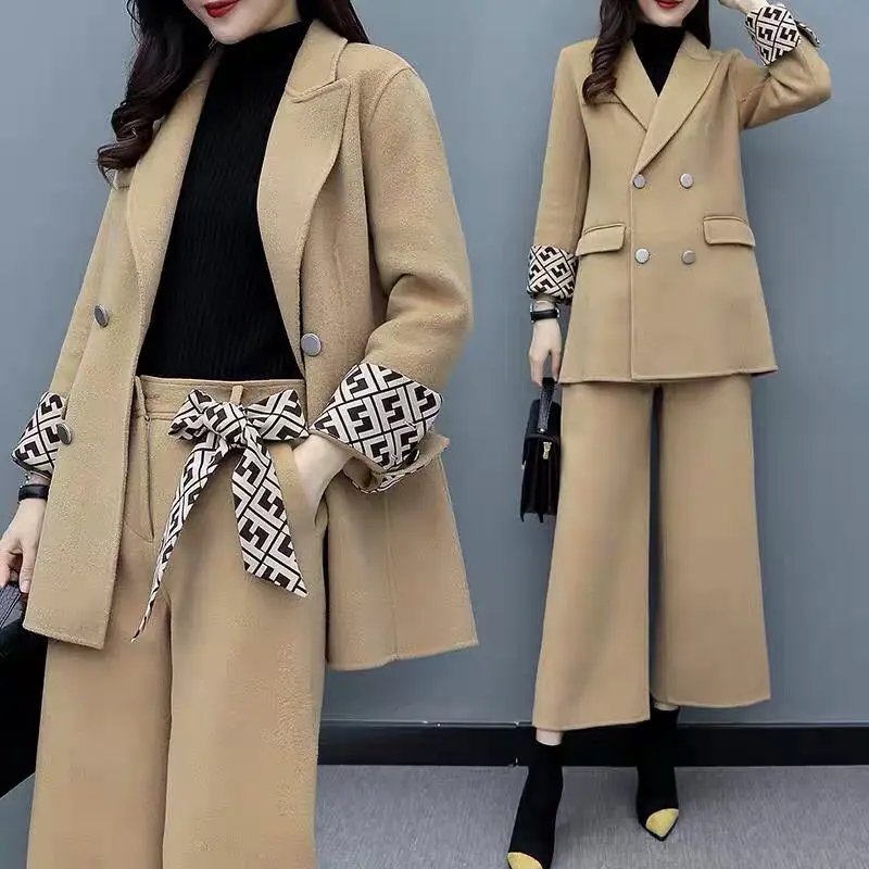 Женский костюм модный элегантный для офиса Блейзер куртка шерстяное пальто