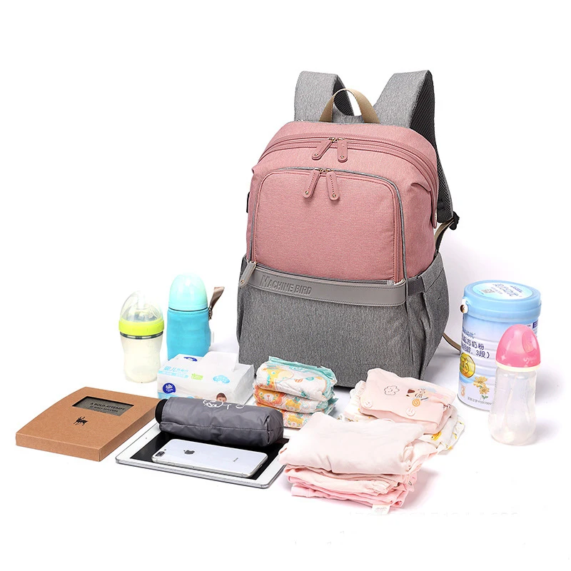 

Baby Diaper Bag with USB Waterproof Nappy Bag Mommy Backpack Maternity Bags with Rechargeable Bottle Holder BSY007