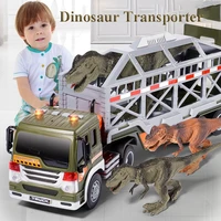 multifunctional inertial military tank tow dinosaur transport detachable truck light music storytelling car model kid toy gift