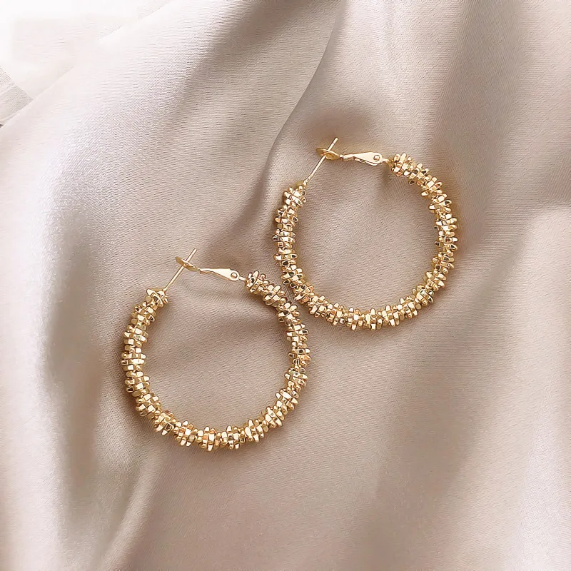 

New Women's Earrings Hot Sell Gold Round Circle 925 Silver Needle Ladies Hoop Earrings Fashion Jewelry For Women Birthday Gift