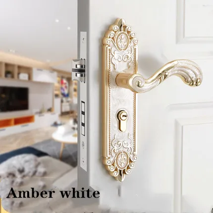 Amber white Винтажная Бесшумная дверная ручка для спальни, замок безопасности, бесшумный замок, мебель для межкомнатных дверей - Цвет: Amber white