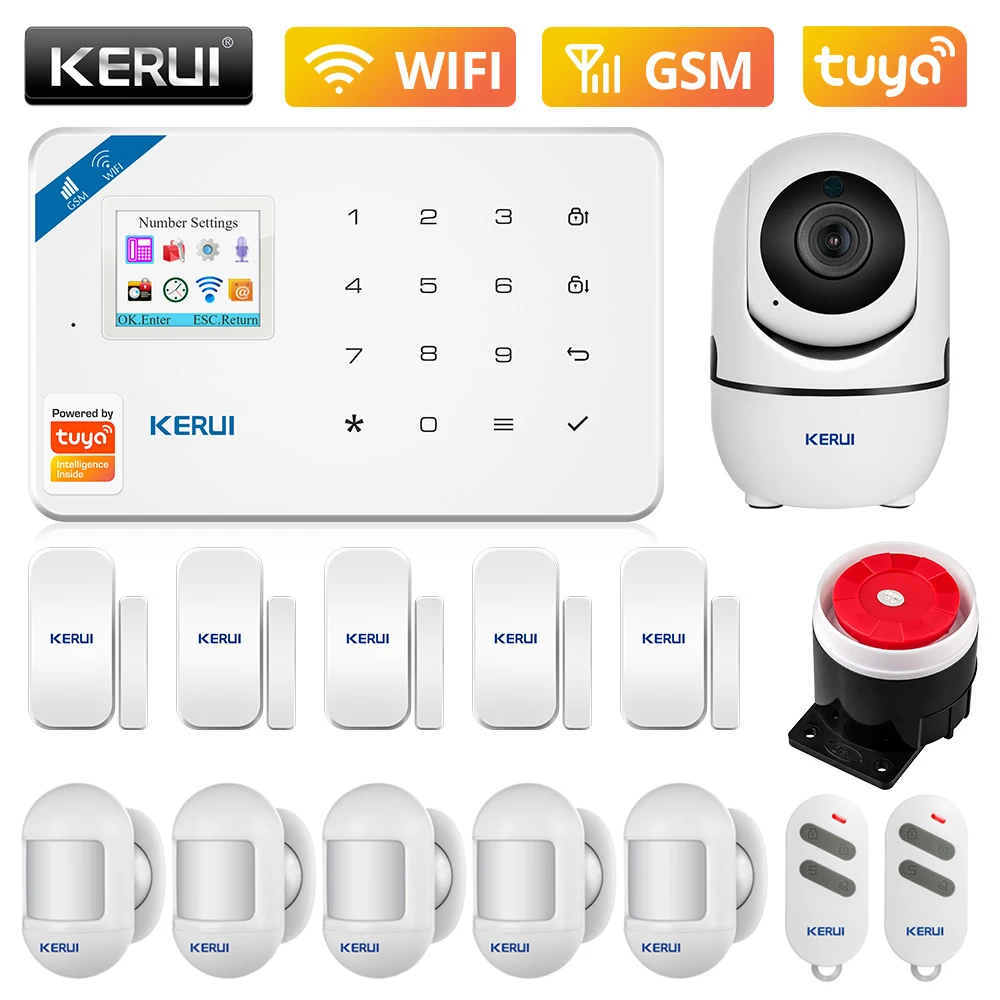 

KERUI W181 WIFI GSM Home Security Tuya Smart Alarm System APP Control Wireless Door Sensor PIR Motion Detector Burglar Alarm Kit