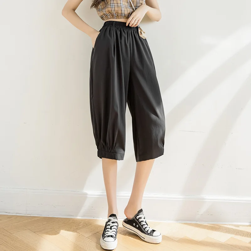 

2021 Korean New Loose Harem Shorts Women Summer Solid Casual Capris High Waist Slim Lantern Shorts Female