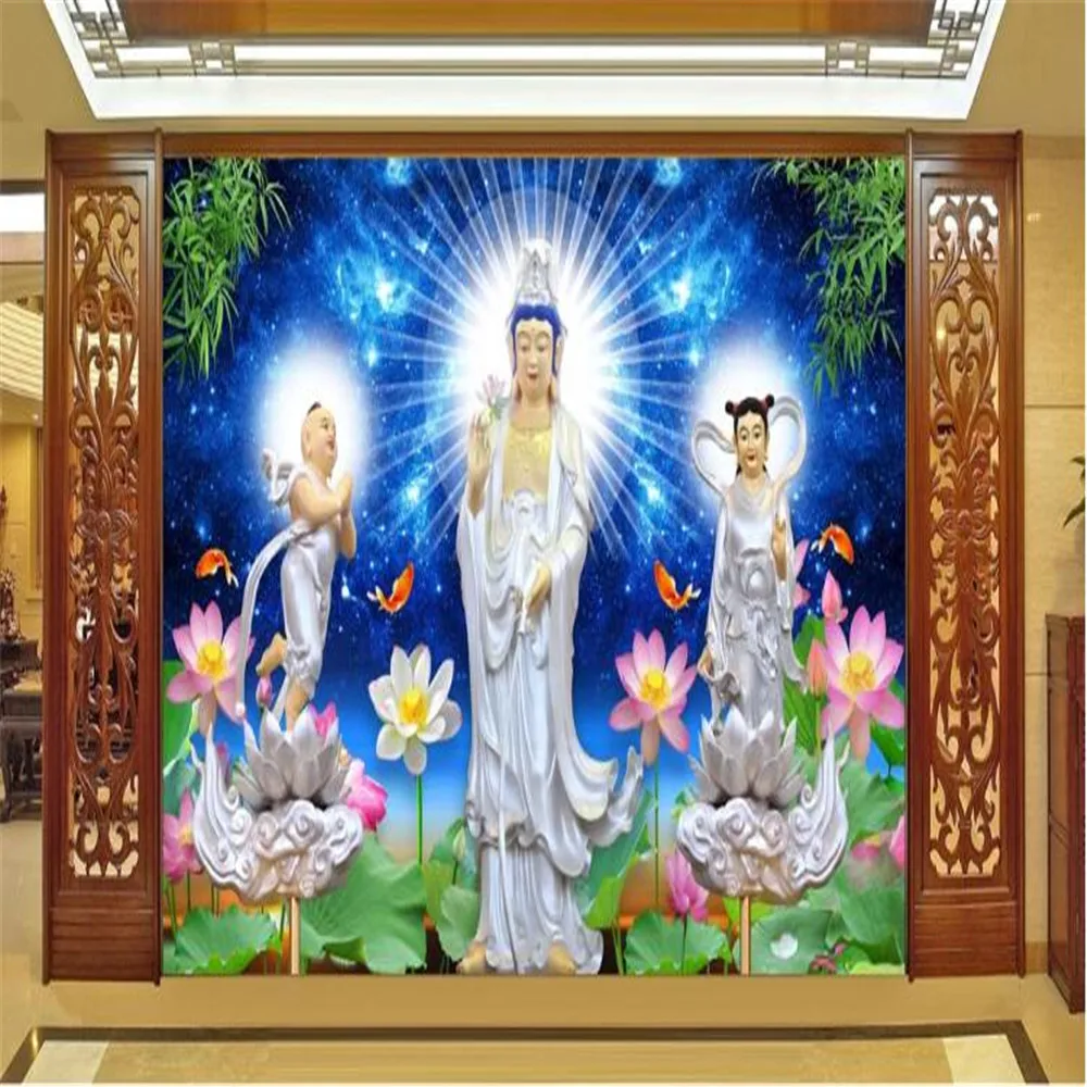 Богиня Милосердия Гуаньинь буддийский ТВ фон настенная живопись | Обустройство