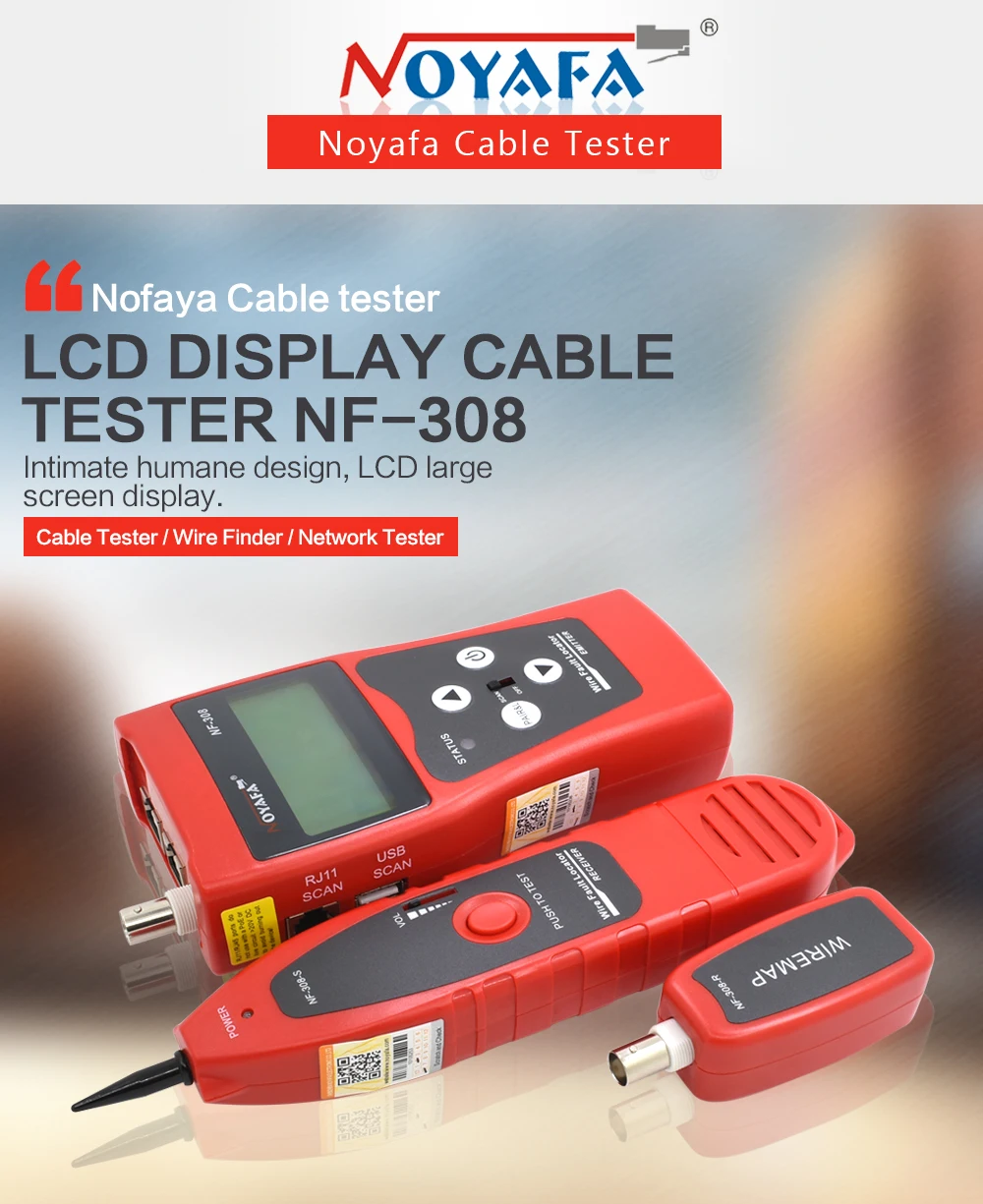 Comprimento do Cabo Localizador de Falhas Original Noyafa Testador Breakpoint Finder Rj45 Rj11 Fio 5e 6e Cabo Coaxial Nf-308 Lcd 1 High Quality Computador e Escritório