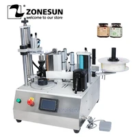 zonesun semi automatic labeling machine custom mold for sauce glass bottles square quadrangle hexagonal can label sticker