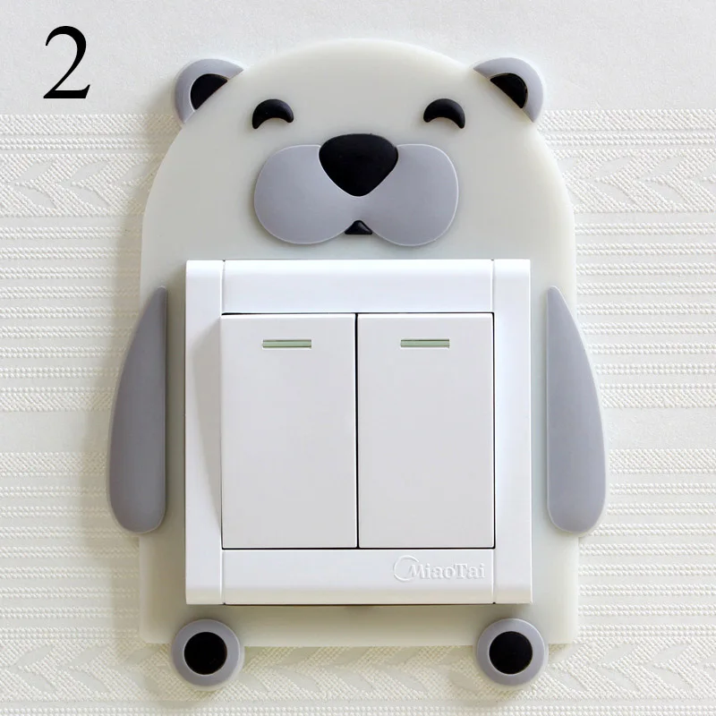 Bear Милый мультяшный переключатель наклейки Светящиеся в темноте светящаяся наклейка для стены переключатель или гнездо мягкий силиконовый защитный чехол ВКЛ-ВЫКЛ Декор Наклейка - Цвет: Bear