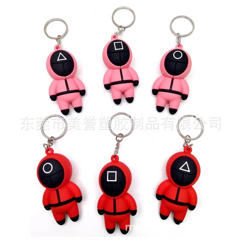 7cm Anime squid game Action Figure keychain anime surrounding wooden people pontang PVC Collection Model keychain Toy for Gifts