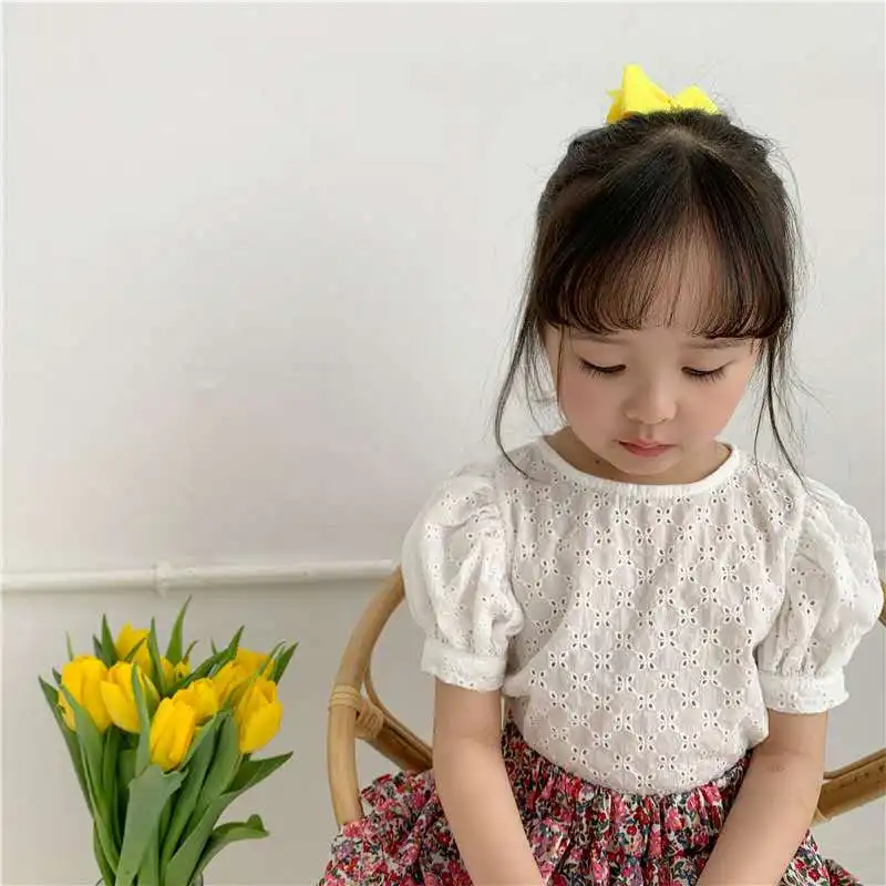 Летняя коллекция 2020 года корейские рубашки для девочек с вырезами хлопковый топ