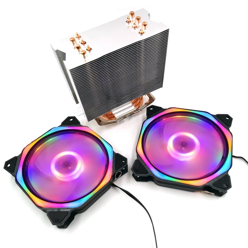 12cm CPU Cooler Dual LED Fan 6 Heat Pipe 3Pin Cpu Heatsink for 775/1150/1155/1156/1366 AMD All | Компьютеры и офис