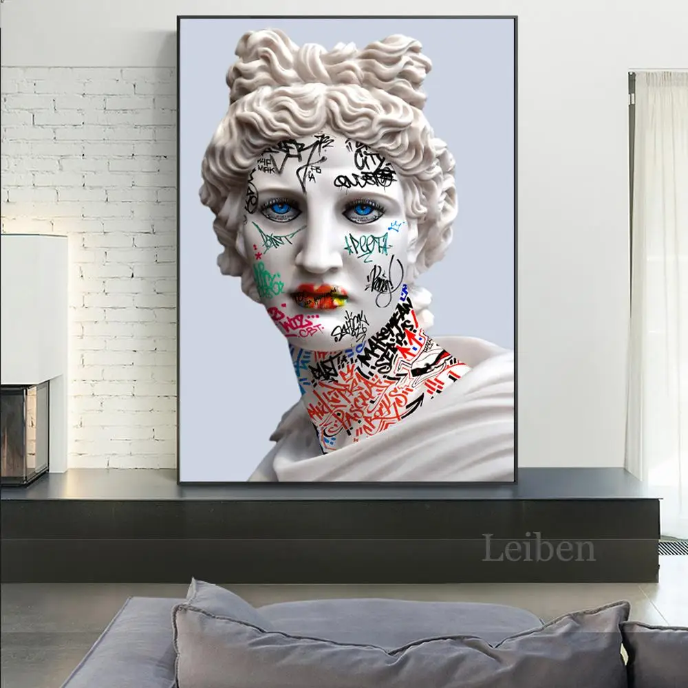 

Apollo Sculpture Graffiti Abstract Canvas Painting Art Posters and Prints Creative Statue Modular Picture Living Room Decoration
