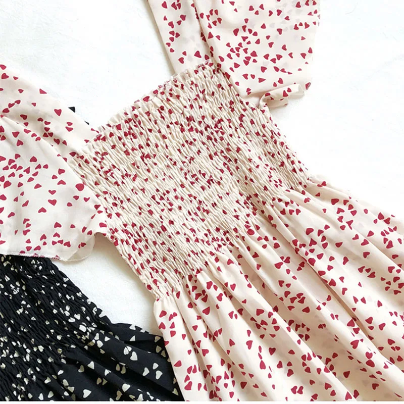 Floral Dress Boho Puff Sleeve Square Neck Women Vintage Summer Beach Dresses 2020 Korean Kawaii Ruffle Clothes Vestidos | Женская одежда