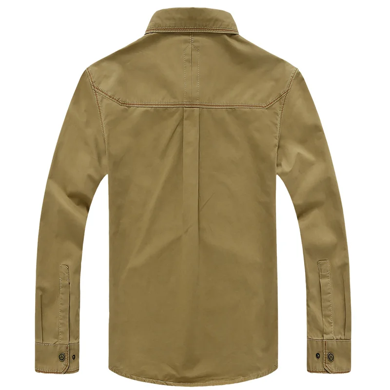 Рубашка мужская с длинным рукавом 100% хлопок в стиле милитари | Мужская одежда