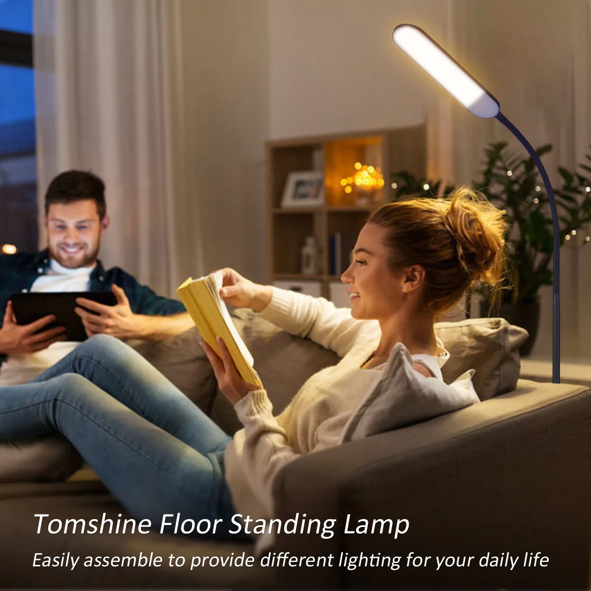 

Tomshine LED Floor Lamp Touching Control Dimmable Standing Reading Light with 3 Color Temperatures for Bedroom Living Room