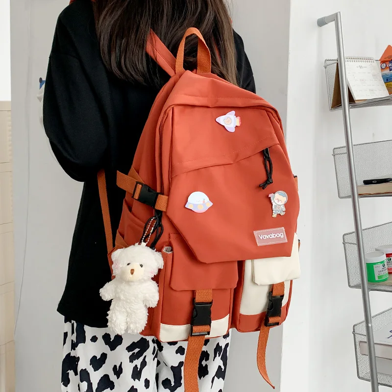 

Cute teenage student schoolbag Multi-pocket large-capacity portable nylon travel backpack Fashion Kawaii women's backpacks