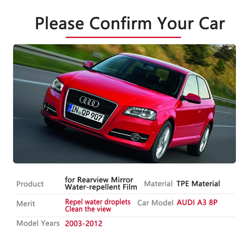 

Full Cover Anti Fog Film Rainproof Rearview Mirrors for Audi A3 8P 2003~2012 Car Accessories 2004 2005 2006 2007 2008 2012