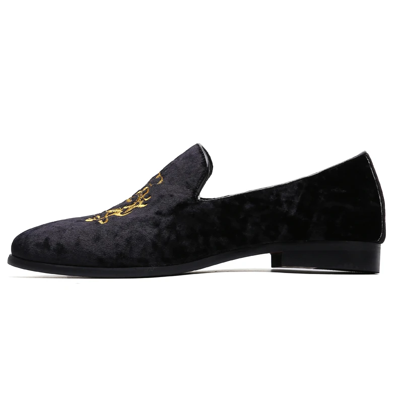 Men's Suede Soft Penny Loafers Embroidered Design Flat Slip-On Formal Men's Velvet Loafer Dress Shoes Size 6~13 chaussure homme