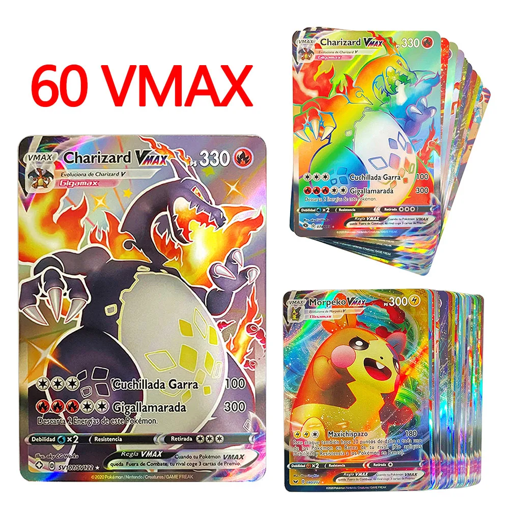 Карты Pokemon испанские карты Vmax Покемоны блестящие дисплей детская игра детские