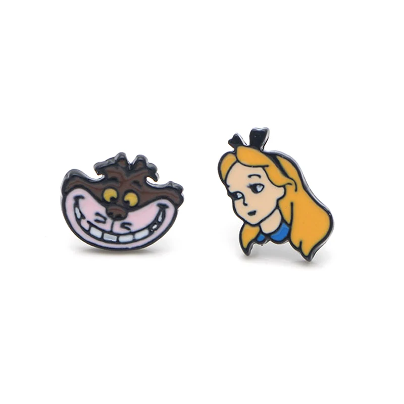 

LB1684 Anime Alice in Wonderland Kids Cute Stud Earrings For Womens Enamel Stainless Steel Pierce Korea Earrings Jewelry Girls