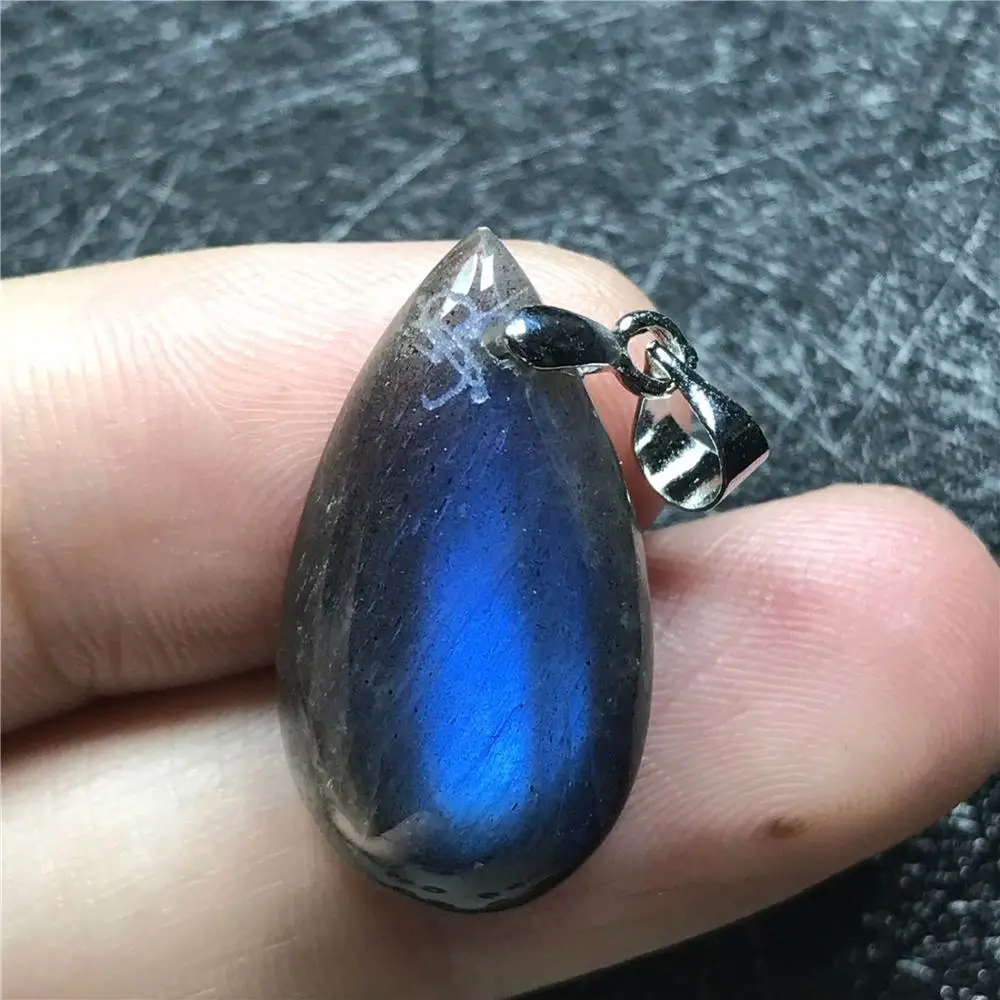

Natural Labradorite Neckalce Pendant Jewelry For Women Men Gift Crystal 24x13x6mm Beads Silver Blue Light Moonstone Stone AAAAA